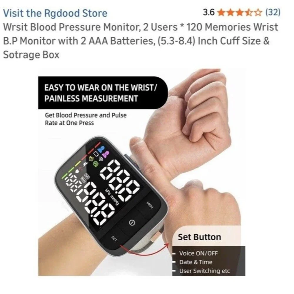 Blood Pressure Wrist Machine - Black/White